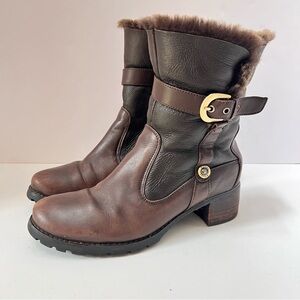 Blondo Waterproof Fantasia Zip Ankle Shearling LeatherLeather Boots Size 5.5M